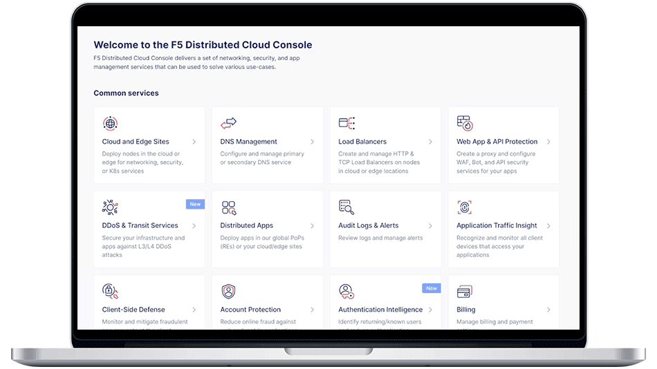 Laptop displaying the Distributed Cloud Console portal