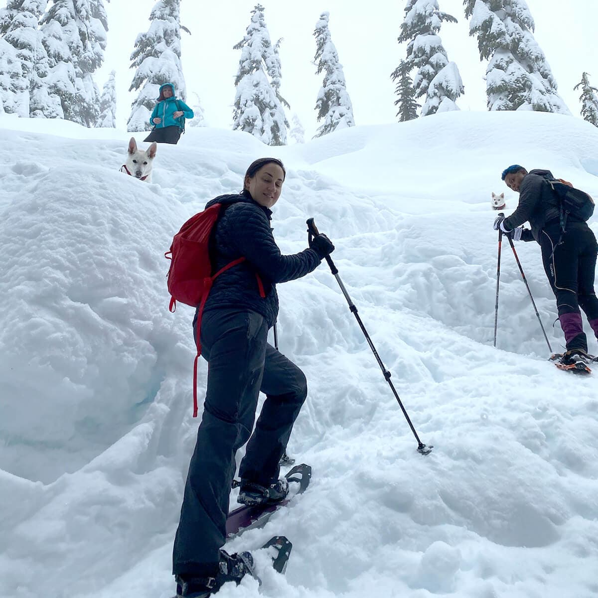 Kara enjoying a crisp day snow shoeing with friends Kara enjoying a crisp day snow shoeing with friends