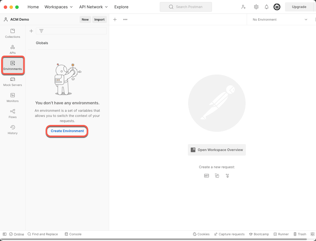 Postman Create Environment