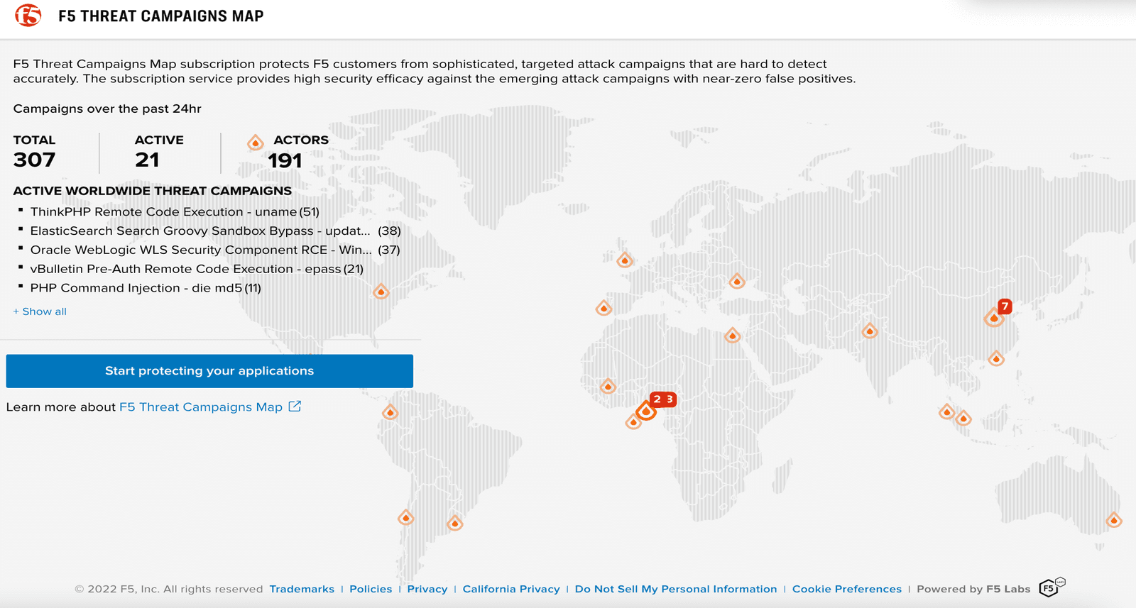 Figure 2: F5 Threat Campaigns Map Figure 2: F5 Threat Campaigns Map