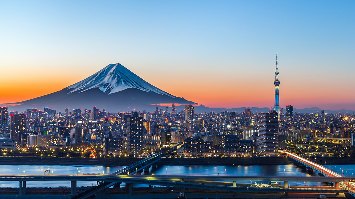Tokyo skyline and mountain