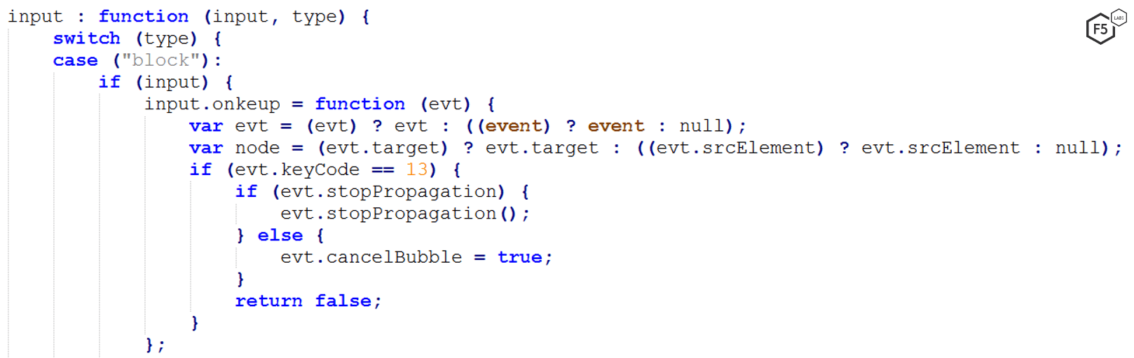 Figure 5. The utility function for disabling the enter key via the keyboard so the malicious “click” event will replace it