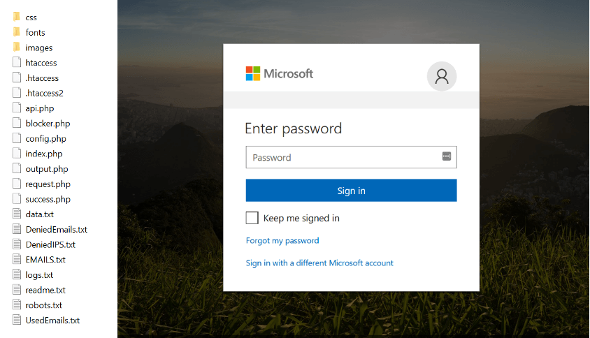 The components of the OfficeV4 phishing kit include all the HTML, images, and code needed to host a fraudulent site