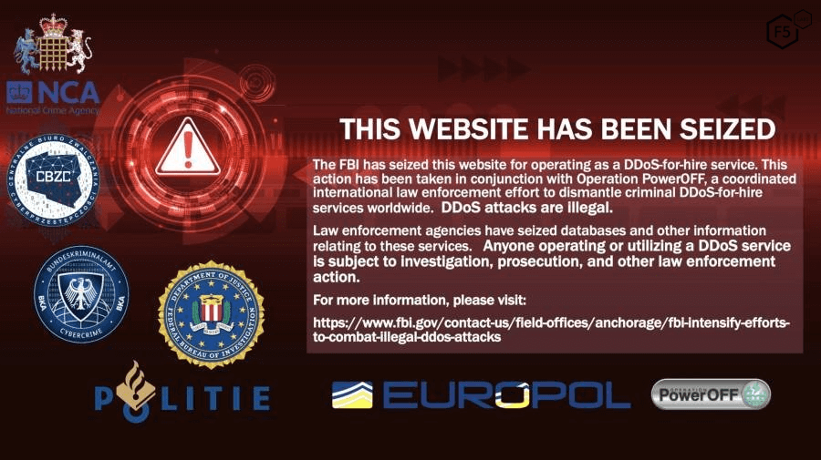 Figure 1. Screenshot of DDoS-as-a-Service website after seizure by Europol